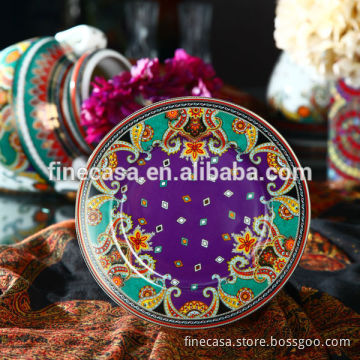 7.5 Inches Luxury Fine Hyper White Porcelain Dinner Plate of Paisley